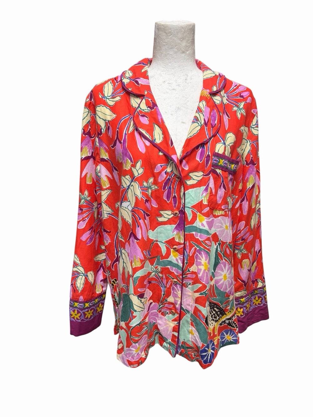 Anthropologie Intimates Lil Sire Cheetah Dreams Flannel Women's Pajama Top Sz M